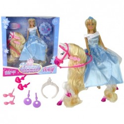 Set Doll Horse Accessories Crown Blue Dress