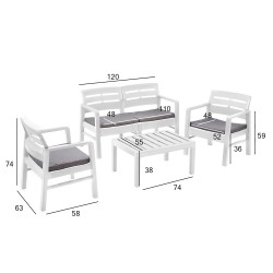 Комплект садовой мебели JAVA стол, скамейка, 2 стула