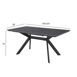 Dining table EDDY-2 160 220x90xH76cm, grey