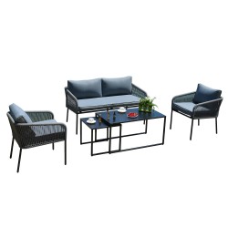 Garden furniture set LEVINE table, sofa and 2 chairs, black