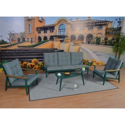 Garden furniture set CAVINE table, sofa and 2 chairs, green