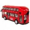 Red double-decker bus with friction drive