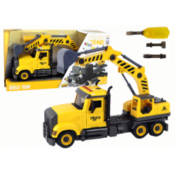 Crane Truck for Unscrewing and Turning Yellow