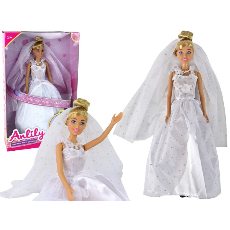 Anlily Bride Doll White Wedding Dress