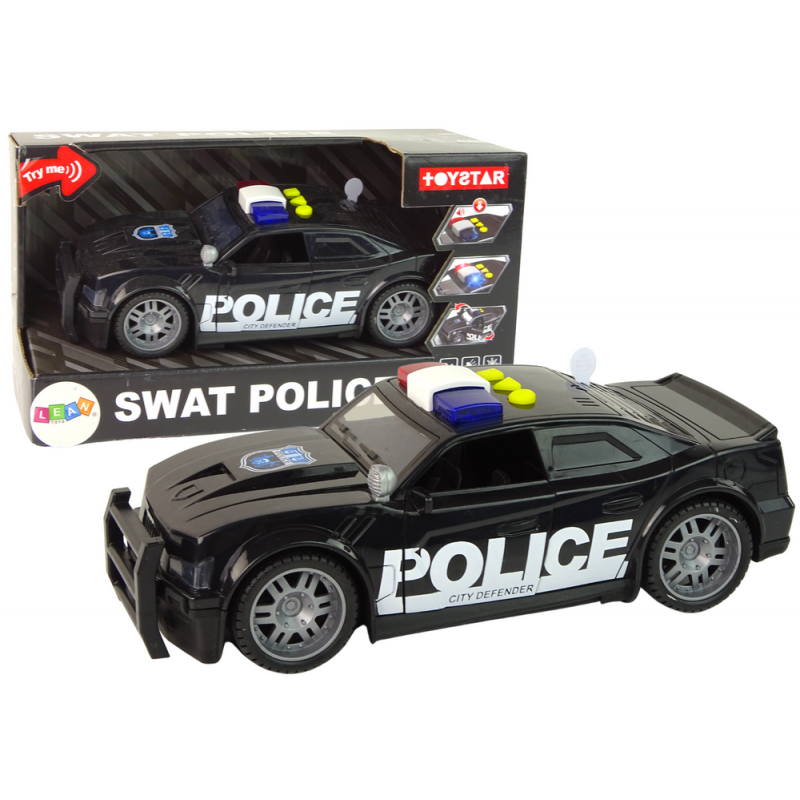 Car Police 1:14 Lights Sounds Black