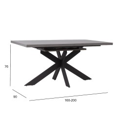 Обеденный стол EDDY 160 200x90xH76см, серый меламин