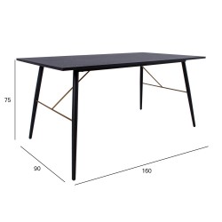 Обеденный стол LUXEMBOURG 160x90xH75см, черный   медь