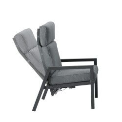 Комплект садовой мебели CASPER стол, диван и 2 стула, темно-серая алюминиевая рама с текстильным сиденьем, серые подушки