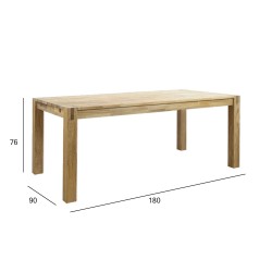 Dining table CHICAGO NEW 180x90xH76cm, oak
