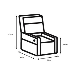 Tugitool SABIA recliner, helehall, 80x90xH101cm