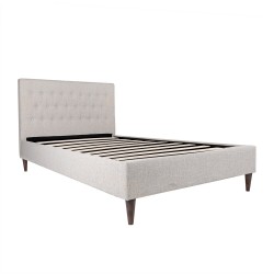 Voodi EMILIA 180x200cm, beeþ, 186,5x219xH105cm, MDF, puit, polüesterkangas