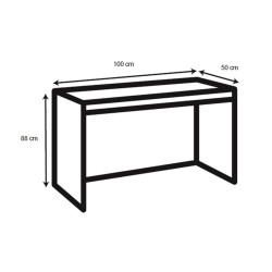 Desk REECE, 100x50xH88cm, oak  black, with 2 drawers