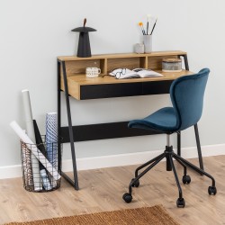 Desk REECE, 100x50xH88cm, oak  black, with 2 drawers