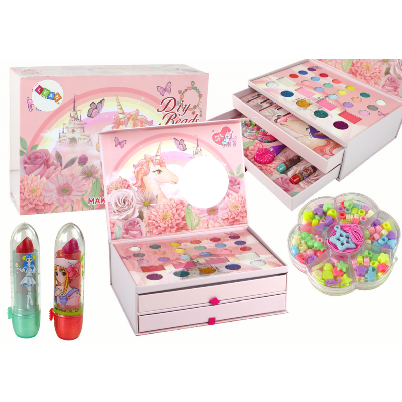 3in1 Nail Makeup Set, Jewelry Box, Pink