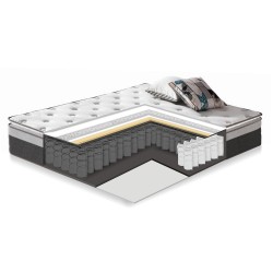 Bed SANDRA 160x200cm, with mattress HARMONY TOP, light grey