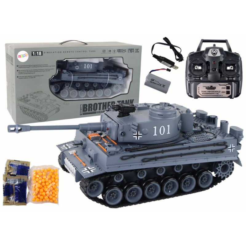 RC Tank Remotely Controlled Military Vehicle 1:18 Tiger 101 Pilot