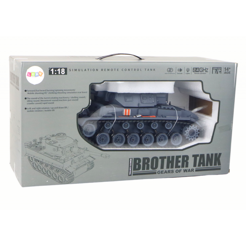 RC Tank 1:18 Cannon Smoke Shield Sounds Brown, Toys \ R/C vehicles