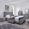 Кровать CAREN с 4-ящиками, с матрасом HARMONY DELUX (85266) 160x200см, обивка из мебельного текстиля, цвет  серый