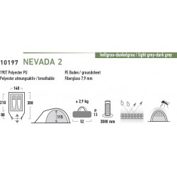 Tent Nevada 2, lightgrey/darkgrey/red