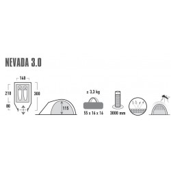Палатка Nevada 3.0, серый, ТМ High Peak