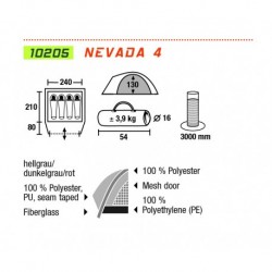 Tent Nevada 4, lightgrey/darkgrey/red