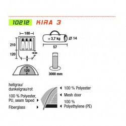 Tent Kira 3, lightgrey/darkgrey/red