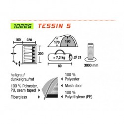 Tent Tessin 5, lightgrey/darkgrey/red