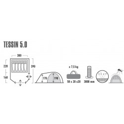 Палатка Tessin 5,0, серый, ТМ High Peak