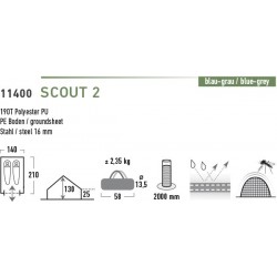 Палатка Scout 2, синий/темно-серый, ТМ High Peak