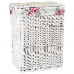 Laundry basket MAX-2, 38x27xH52cm, weave, color  white, with fabric