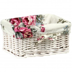 Basket MAX-5, 24x18xH12cm, weave, color  white, with fabric