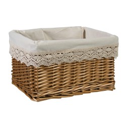 Basket MAX-3, 40x30xH24cm, weave, color  light brown, fabric with lace