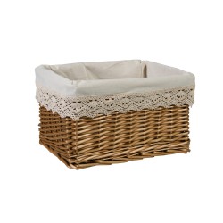 Basket MAX-4, 35x25xH21cm, weave, color  light brown, fabric with lace