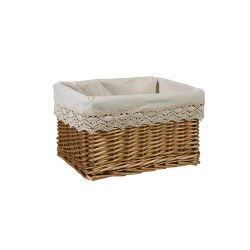 Basket MAX-5, 30x20xH18cm, weave, color  light brown, fabric with lace