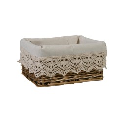 Basket MAX-6, 24x18xH12cm, weave, color  light brown, fabric with lace