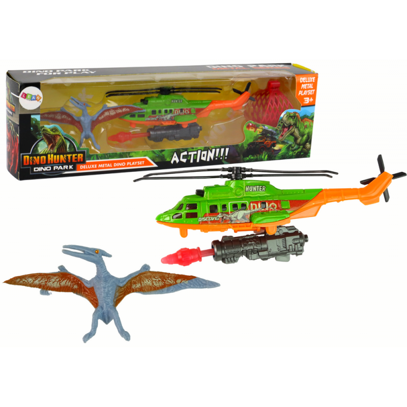 Green Helicopter Dinosaur Transport Dino Park Set