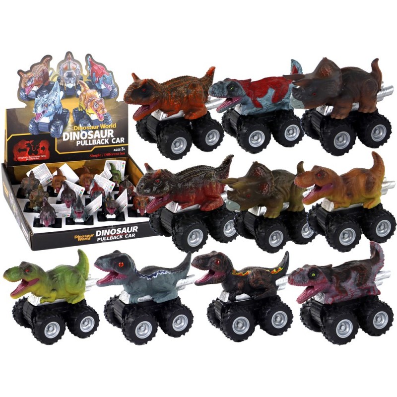 Dinosaur car with friction drive. Various species and colors