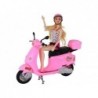 Set of a doll on a pink scooter with movable elements