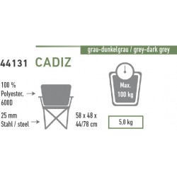 Camp chair Cadiz, folding, grey/darkgrey/red
