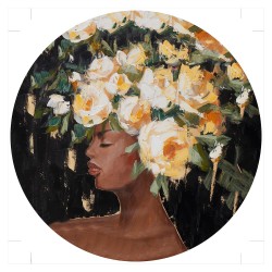 Õlimaal D90cm, naine lilledega