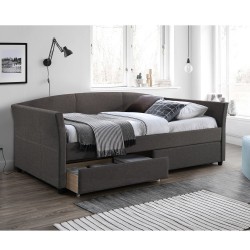 Bed GENESIS with mattress HARMONY TOP (86861) 90x200cm, 2-drawers, frame is covered with fabric, color  grey