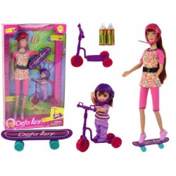 Lucy Doll Set Pink Scooter Skateboard Helmets