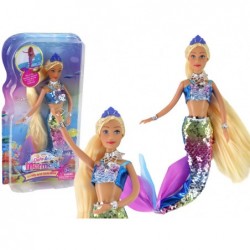 Mermaid Doll Blue Long Blonde Hair Mermaid Tail Sequins