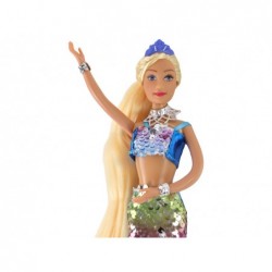 Mermaid Doll Blue Long Blonde Hair Mermaid Tail Sequins
