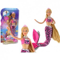 Mermaid Doll Pink Long Blonde Hair Mermaid Tail Sequins