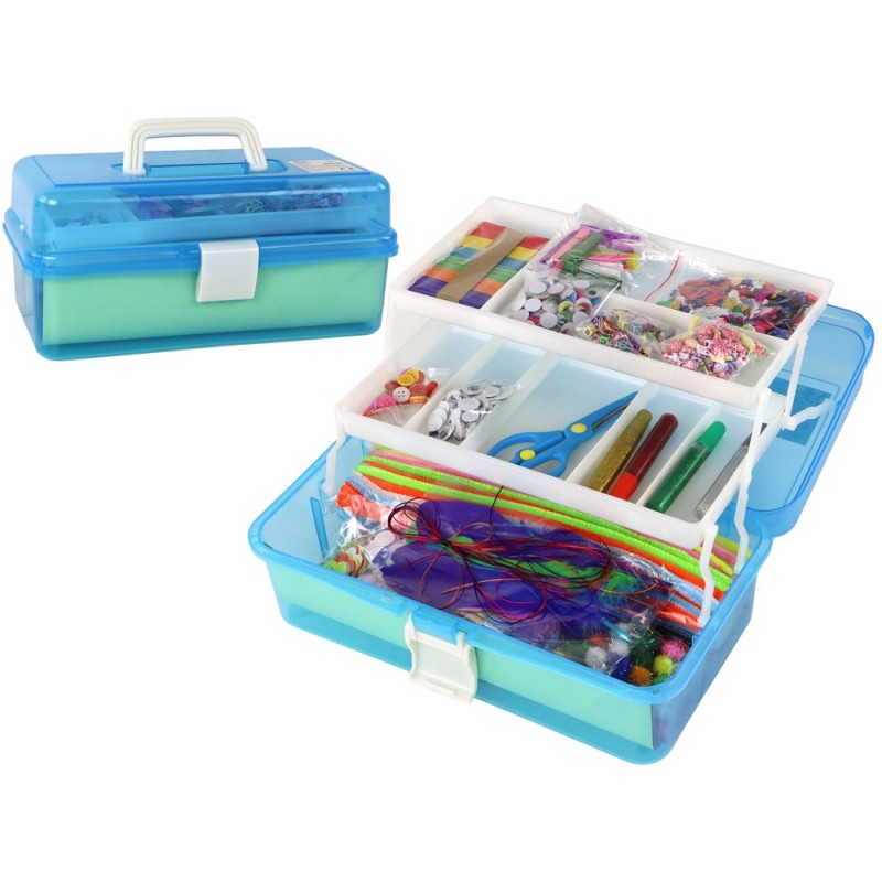Blue Expandable Suitcase Set Artistic Creative Plastic DIY