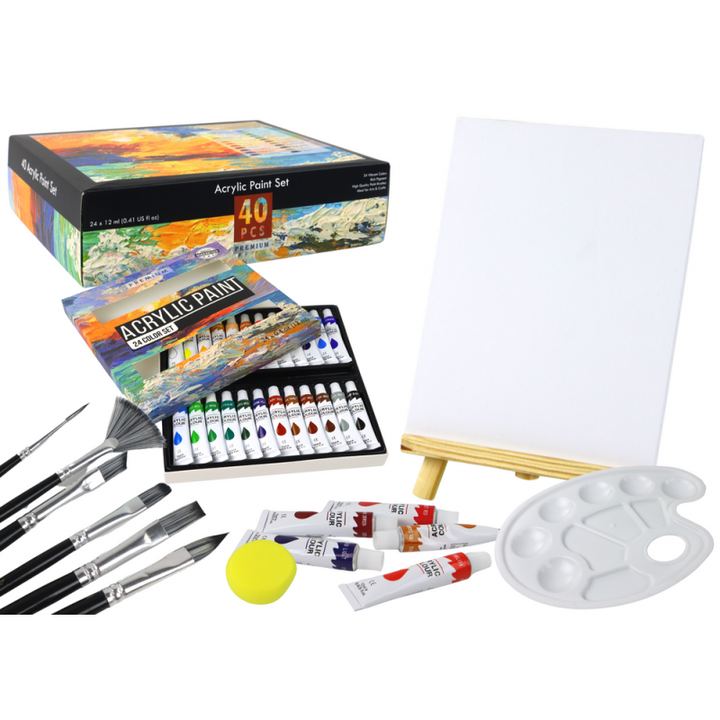 Set of Acrylic Paints and Accessories 40 Colors
