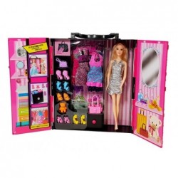 Doll Wardrobe Suitcase Pink