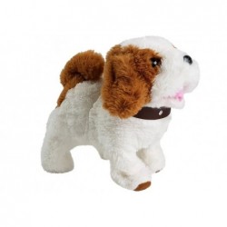 Battery-operated Plush Dog White in Brown Patched Accessories Sound