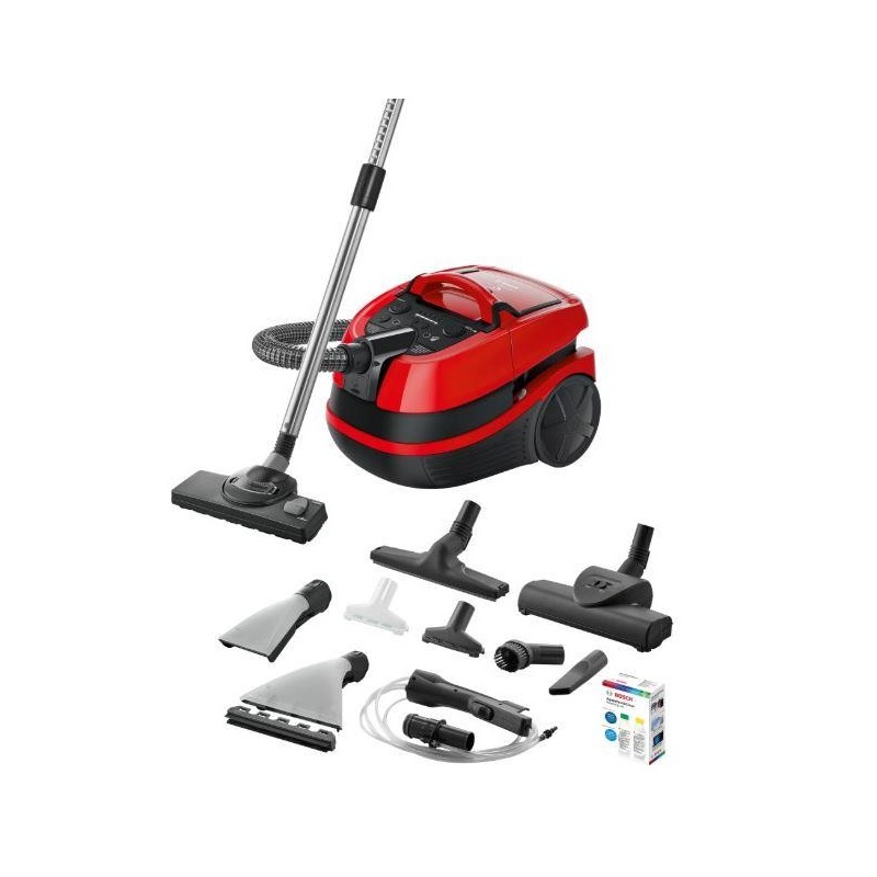 Vacuum Cleaner BOSCH BWD421PET Canister/Wet/dry/Aquafilter 2100 Watts Black / Red Weight 7 kg BWD421PET